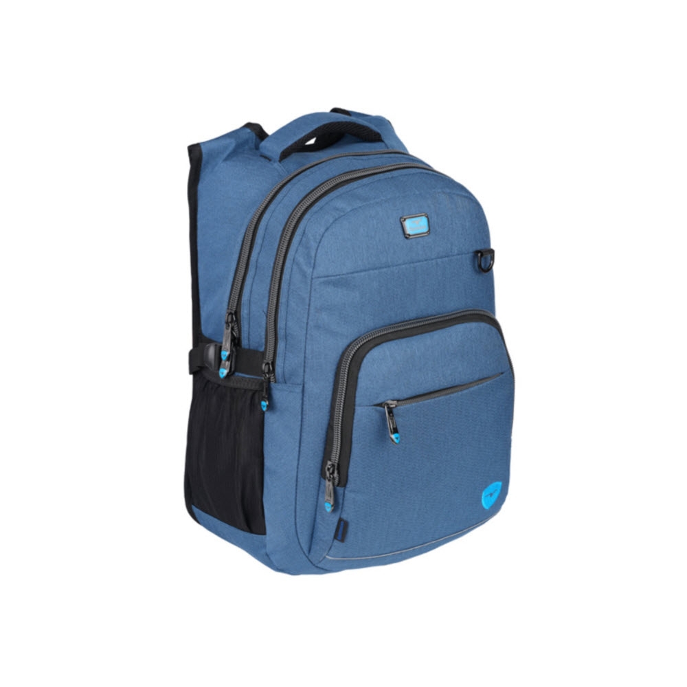 Ghiozdan cu 2 compartimente si 2 buzunare exterioare cu fermoar 46 x 34 x 24 cm ALBASTRU