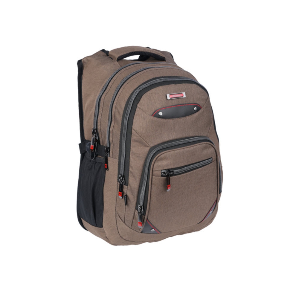 Ghiozdan cu 3 compartimente si 2 buzunare exterioare cu fermoar 46 x 34 x 24 cm MARON