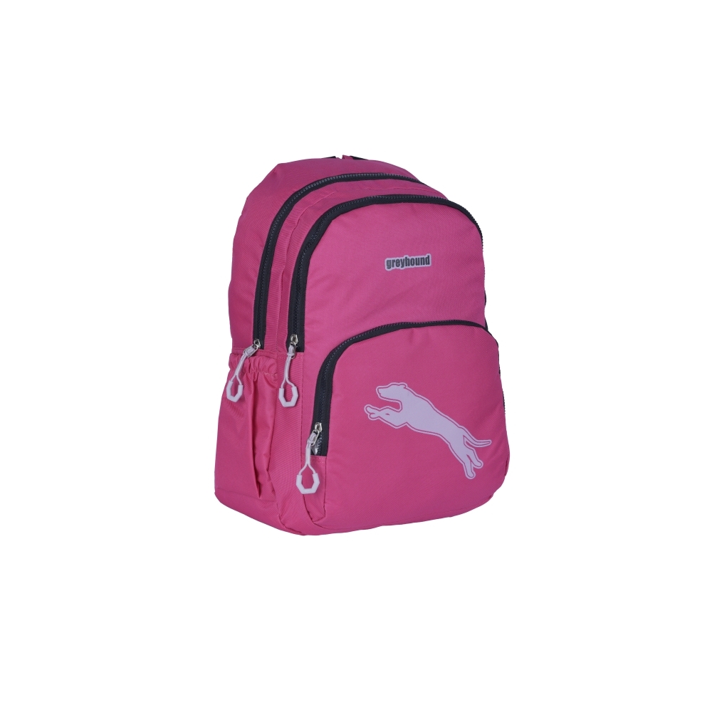 Ghiozdan GREYHOUND cu 2 compartimente si buzunar exterior ROZ 44x33x23 cm